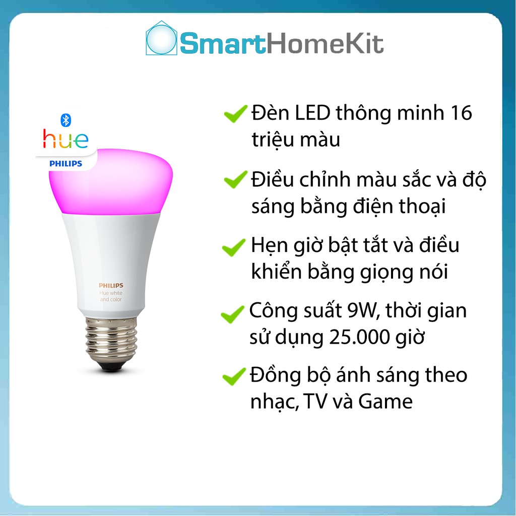 Bộ ba đèn thông minh Philips Hue White and Color Ambiance - Starter Kit 3 bóng E27 và Bridge