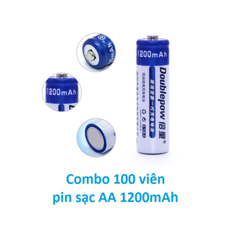 Combo 100 viên Pin Sạc AA 1200mAh  Doublepow chuyên MIC không dây ,máy đo huyết áp ,đồ chơi ...