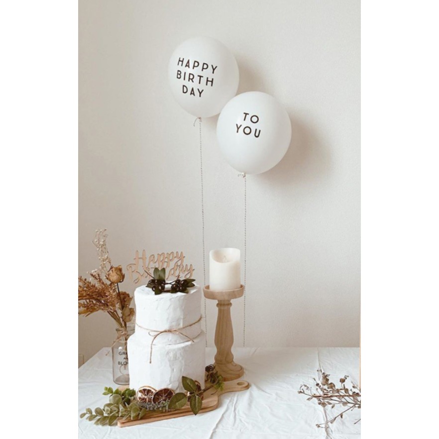 Bóng cao su trắng phong cách Hàn Quốc  in chữ Happy Birthday, To you