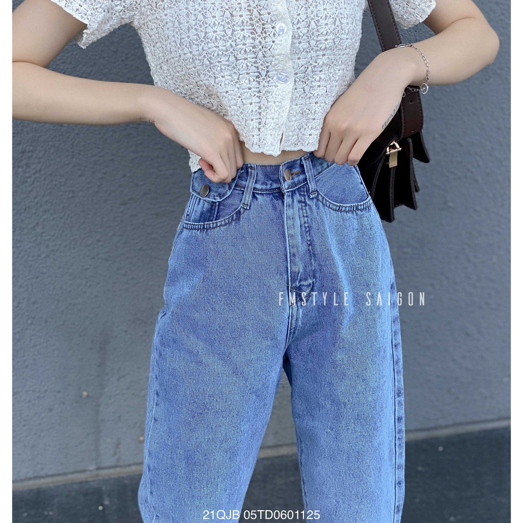 Quần jean baggy nữ trơn lưng cao 1 túi 3025(không co giãn) ulzzang, quần bò thời trang VM STYLE 22QJB03TD0501 | BigBuy360 - bigbuy360.vn