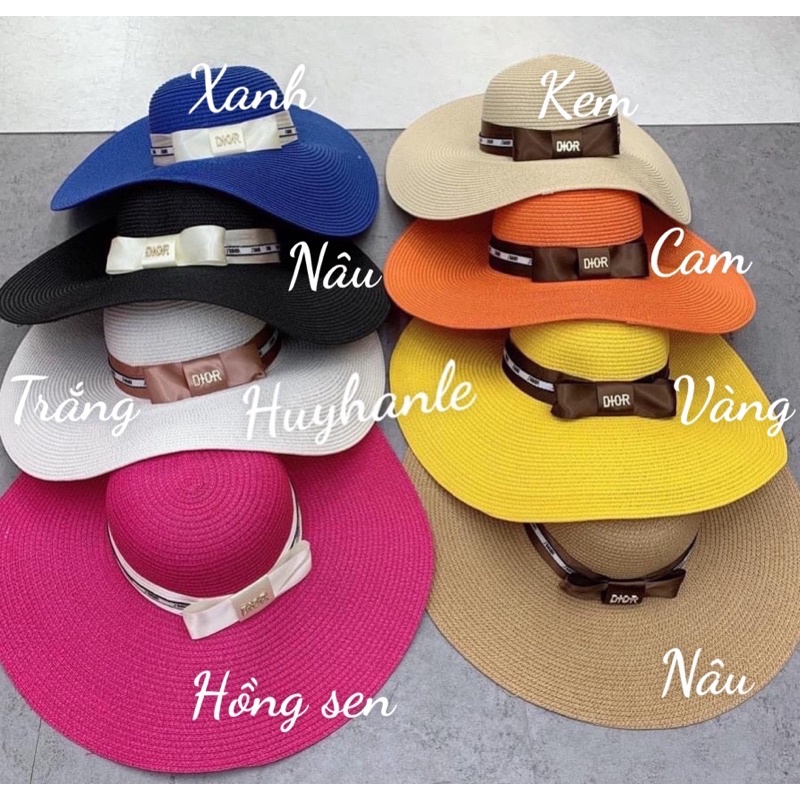 Mũ nón đi biển vành rộng nơ vuông video thật ( chất cao cấp)