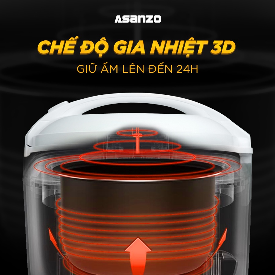 Nồi Cơm Điện Nắp Gài ASANZO RC18G20 (1.8L) Lòng Nồi Tráng Men HÀNG CHÍNH HÃNG