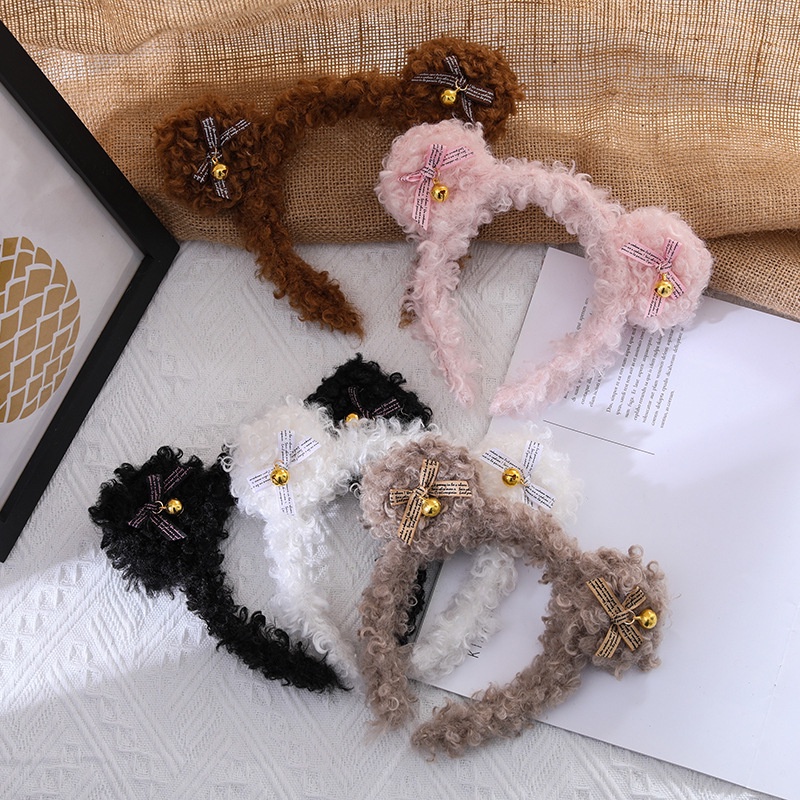 Cài tóc tai gấu có chuông lông xù dễ thương phong cách hàn quốc - Selenshop