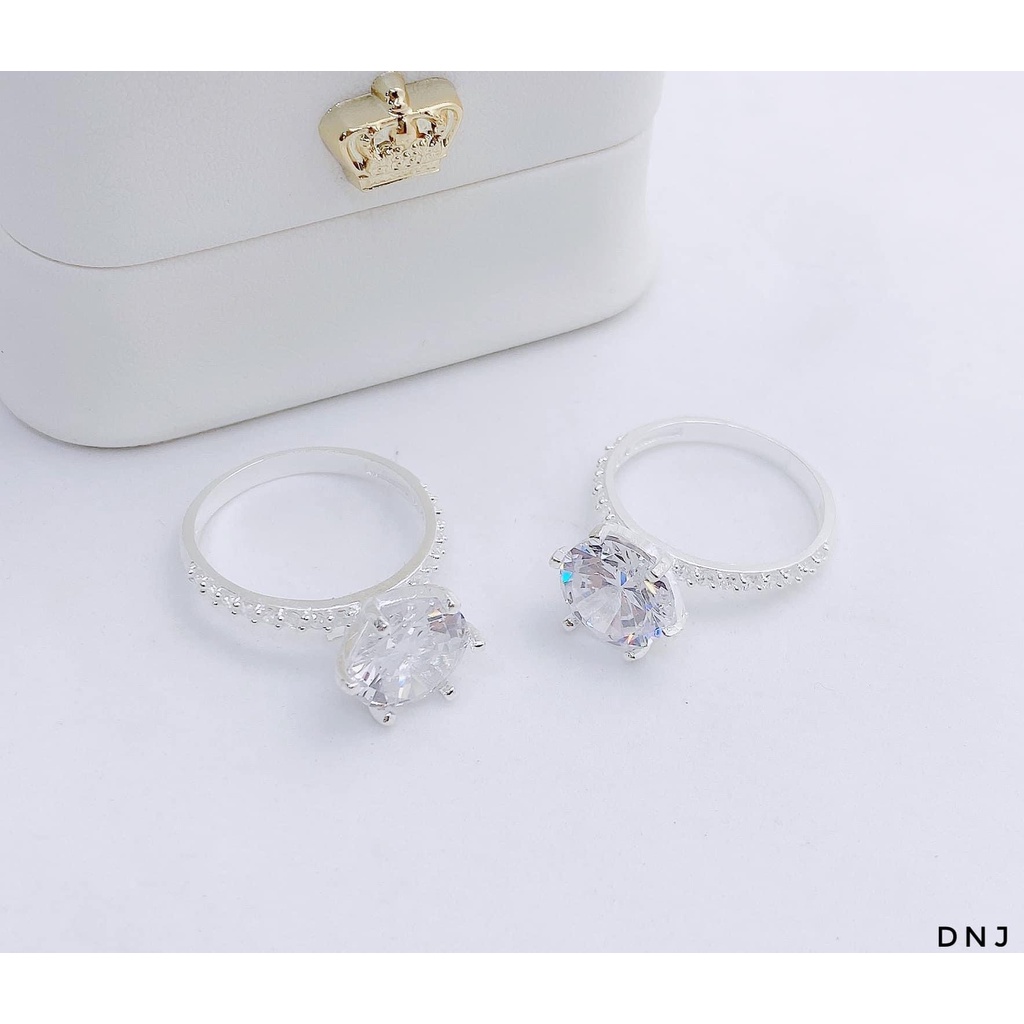 Nhẫn nữ bạc thật đá chủ sáng đẹp lung linh sang chảnh