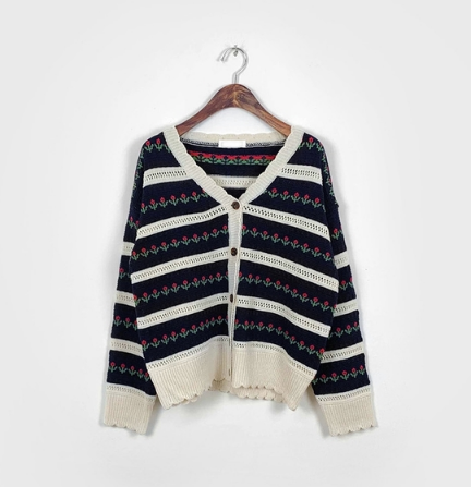 Áo Khoác Cardigan Dệt Kim Đính Hoa Xinh Xắn Cho Nữ | BigBuy360 - bigbuy360.vn