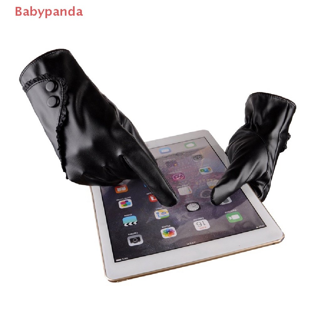 Găng Tay Da Lót Nhung Giữ Ấm Mùa Đông Có Thể Chạm Màn Hình Cảm Ứng Dành Cho Nữ