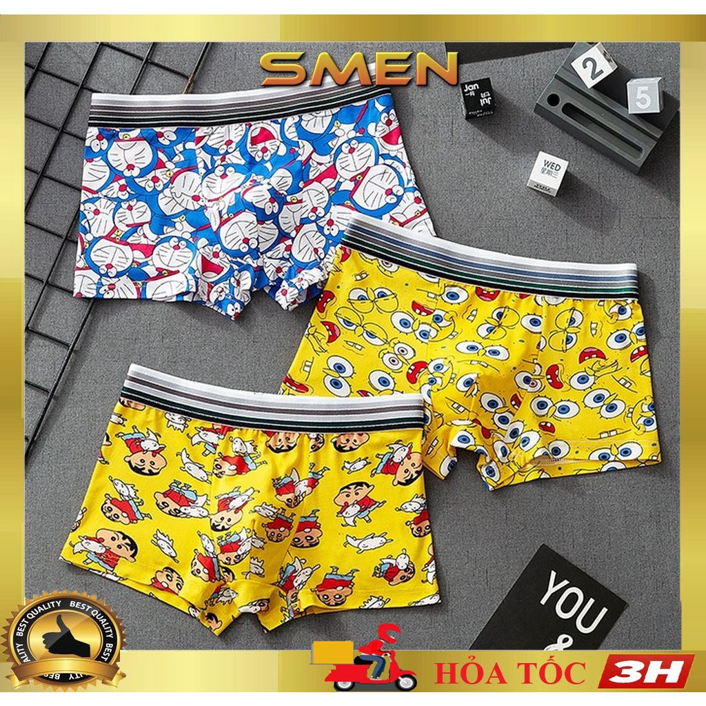 Quần Lót Nam Hoạt Hình Độc Lạ, Sịp in hình chất cotton kháng khuẩn siêu thoáng, siêu thấm hút (Che tên) - SMEN