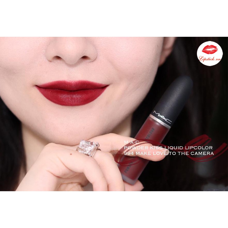 Son Kem Lì MAC Powder Kiss Liquid 994 Make Love To The Camera - Màu đỏ rượu trầm siêu hot date mới