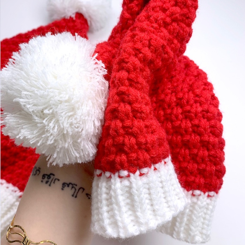 Mũ Ông Già Noel Đan Len Màu Đỏ Và Trắng Truyền Thống Thoải Mái Cho Người Lớn Hóa Trang
