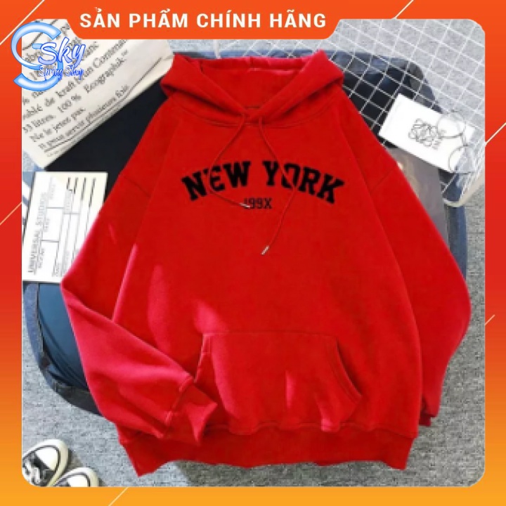 ÁO HOODIE UNISEX NAM NỮ  FORM RỘNG, CHẤT NỈ BÔNG CAO CẤP in NEW YORK