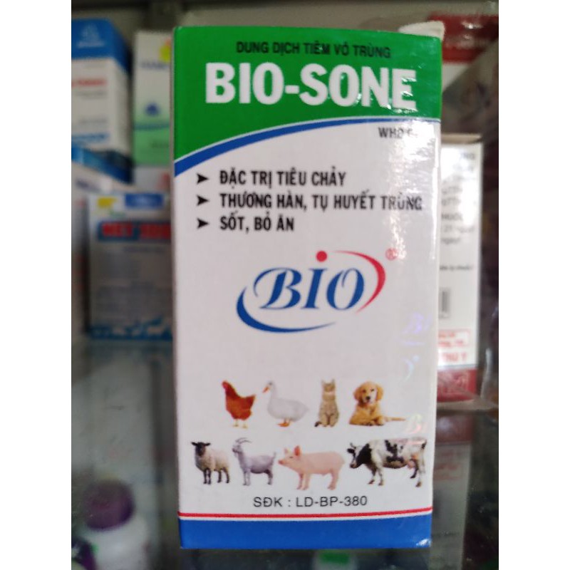 Combo 2 lọ Bio - sone 20ml dùng cho gà, vịt, chó, mèo bị tiêu chảy, thương hàn,tụ huyết trùng, sốt, bỏ ăn