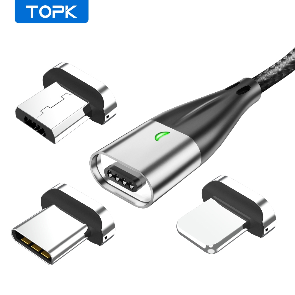 Cáp Sạc Nhanh TOPK AM61 Cổng Micro USB Type-C Dài 1m