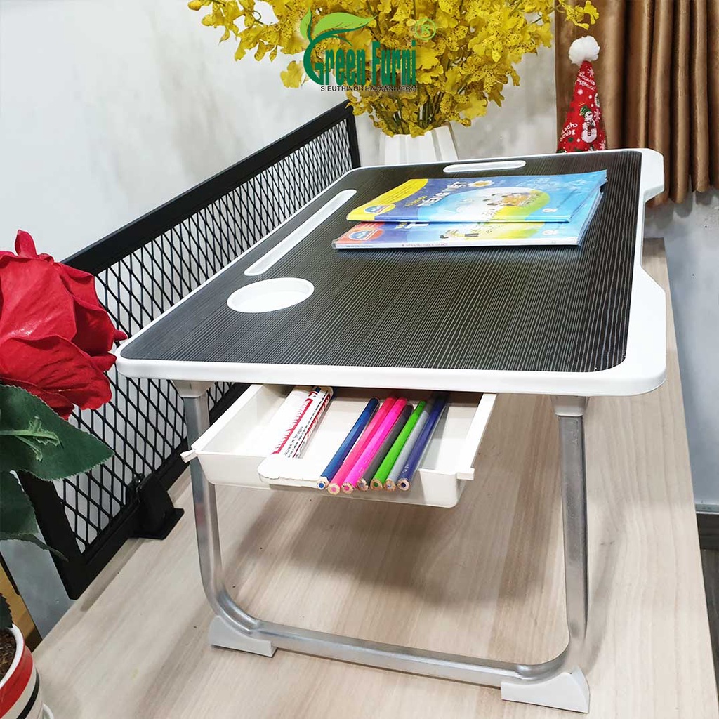 Bàn học làm việc gấp gọn thông minh có khe cắm ipad điện thoại Greeninterior