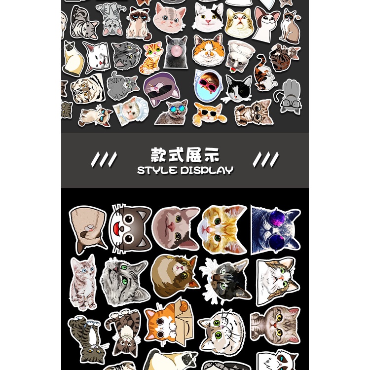 Set 20/40/60 sticker hình dán mèo chống nước dán sổ tay, mũ bảo hiểm, xe máy, bình nước, vali, ván trượt siêu hot