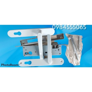 bộ khóa cửa nhựa, tay gạt cửa nhựa + thân và miệng ko lõi khóa