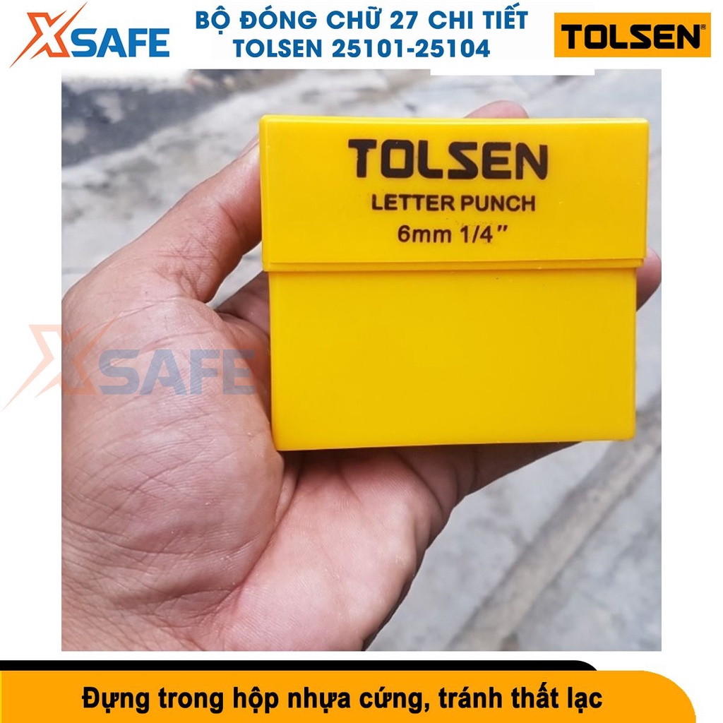 Bộ đóng chữ 27 chi tiết Tolsen thép carbon cứng cáp, gồm 26 chữ cái và 1 kí tự &amp; hộp nhựa cứng cáp tránh thất lạc[XSAFE]