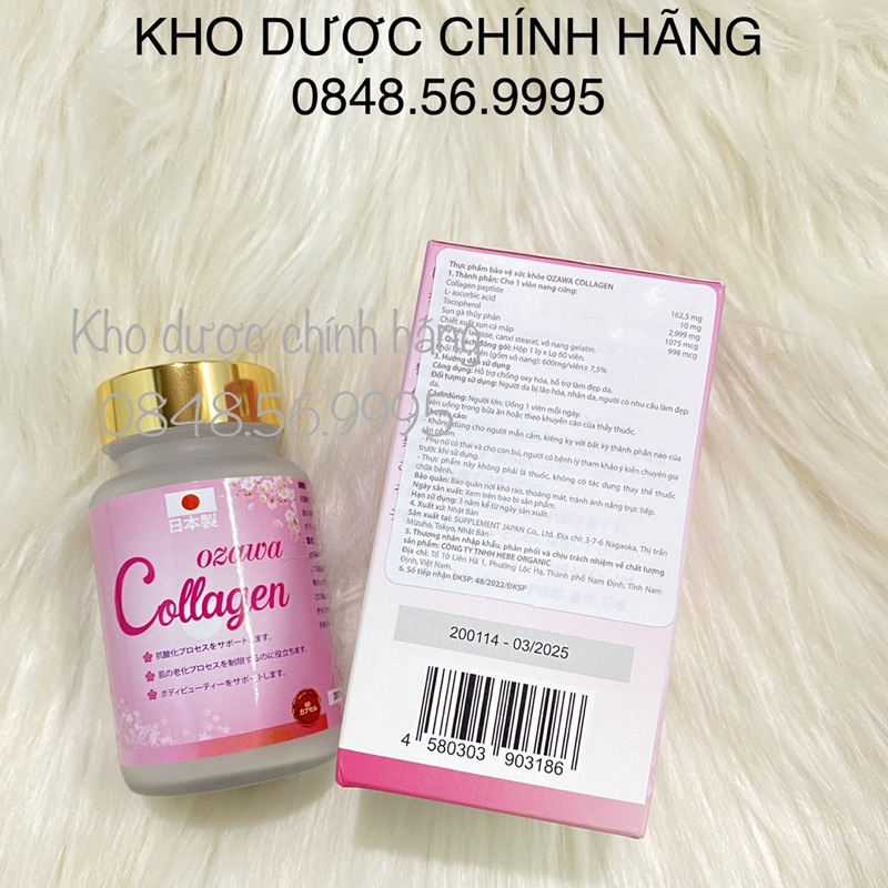[NHẬP KHẨU] Viên uống làm đẹp da COLLAGEN OZAWA chống lão hoá lọ 60 viên - Chống oxy hoá, hỗ trợ làm đẹp da