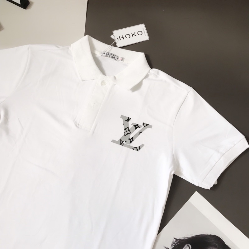 Áo Polo nam cổ bẻ tay ngắn phối kẻ sọc thêu chữ cực chất form ôm dáng người chất vải cotton mát Quang_Luxury