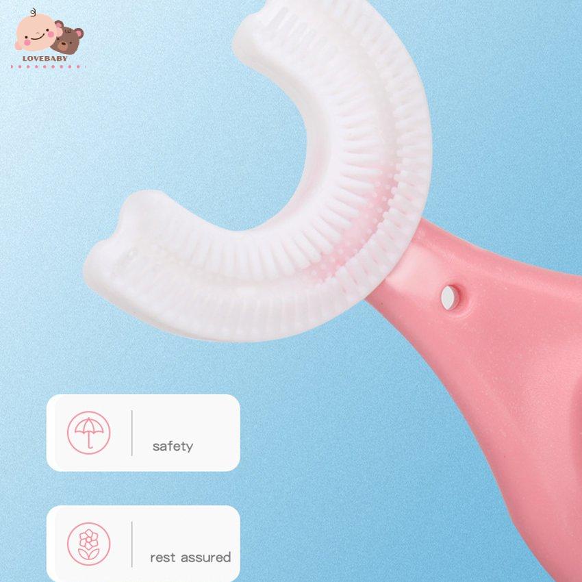 Bàn chải đánh răng cho bé chữ u chất liệu silicon pp chịu được lực cắn cho bé từ 2 - 12 tuổi