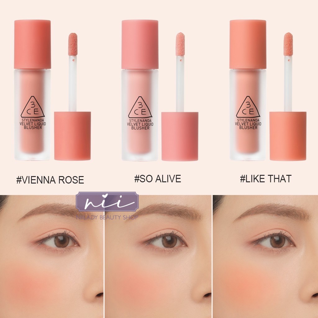 Má hồng 3CE Velvet Liquid Blusher (dạng kem)