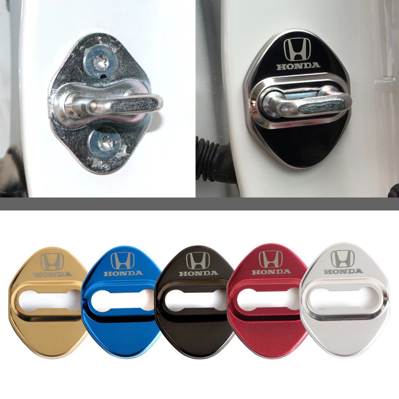 Bộ 4 Phụ Kiện Trang Trí Khóa Cửa Xe Hơi Bằng Thép Không Gỉ Cho Toyota GR Sport Honda Nissan Mitsubishi KIA Mazda Suzuki MG Mercedes Benz BMW Ford