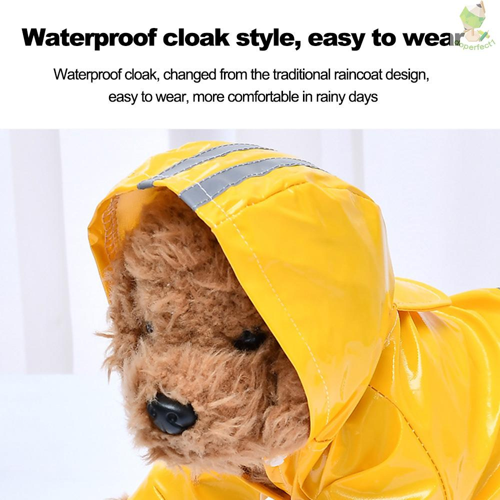 Pet Dog Reflective Raincoat Dog Rain Jacket With Hood Dog Rain Poncho 100% Waterproof Grey Reflective Stripe for Pet