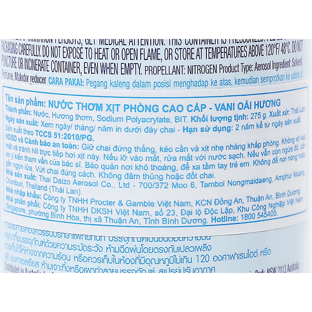 Xịt phòng Ambi Pur Air hương vani và hoa oải hương 275g