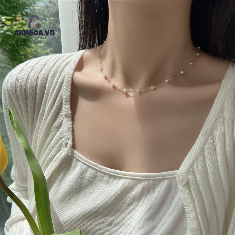 ✨✨Vòng cổ choker Smileday đính ngọc trai thời trang Hàn Quốc cho nữ