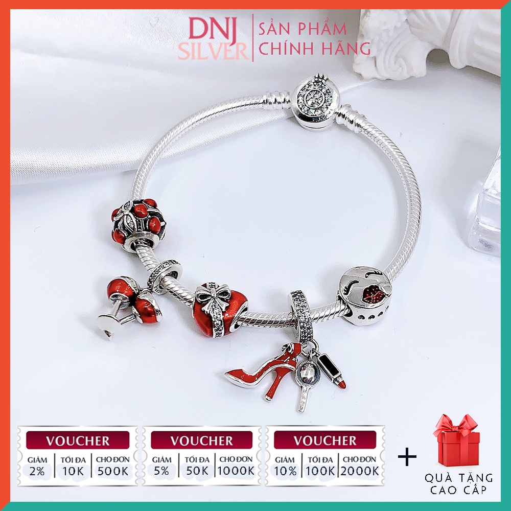 [Hàng cao cấp] Vòng tay bạc 925 cao cấp - Vòng tay charm bạc Cô nàng cá tính quyến rũ, khao khát yêu thương - DNB020