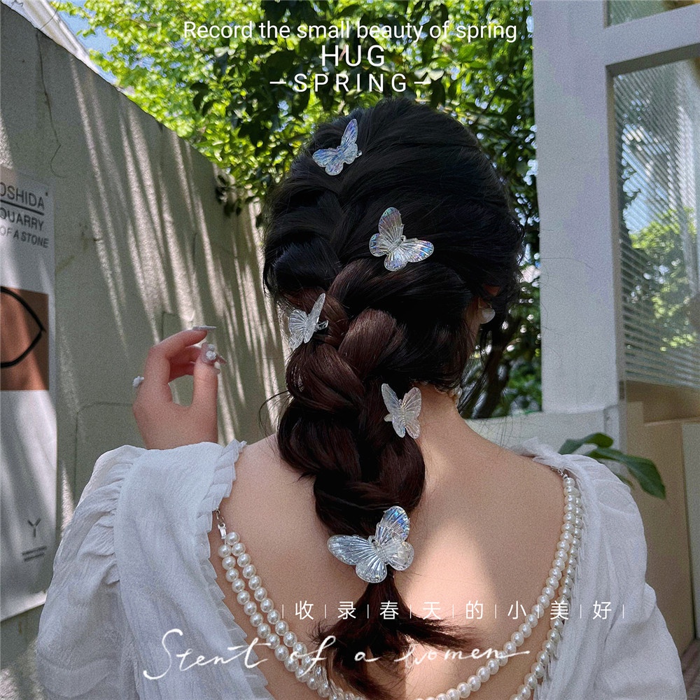 Bộ 5 Kẹp Tóc Hình Bướm Bằng Nhựa Màu Sắc Ngọt Ngào Phong Cách Hàn Quốc Dành Cho Nữ