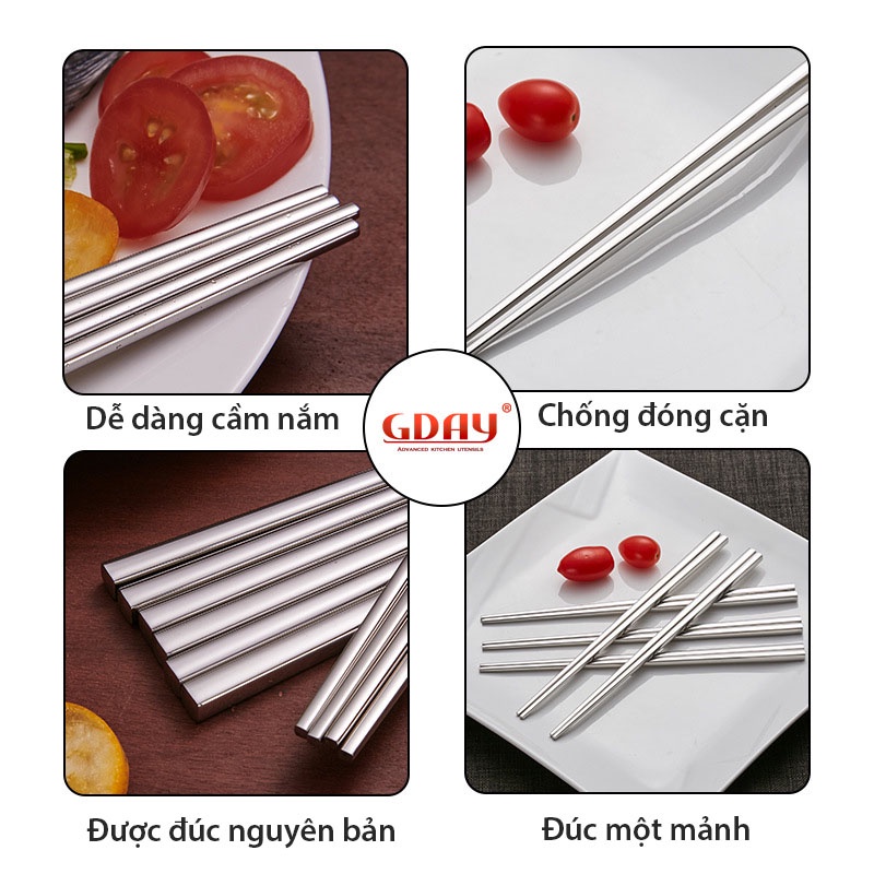Đũa inox 304 chống trơn trượt cao cấp - LOKING