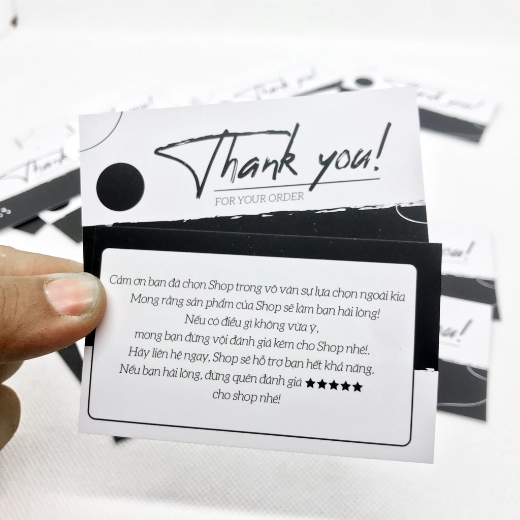 Card Cám Ơn, Card Thank You, Thiệp Cám Ơn - Size 9x5,4cm - Giấy dày C300 Cán Màng Mờ