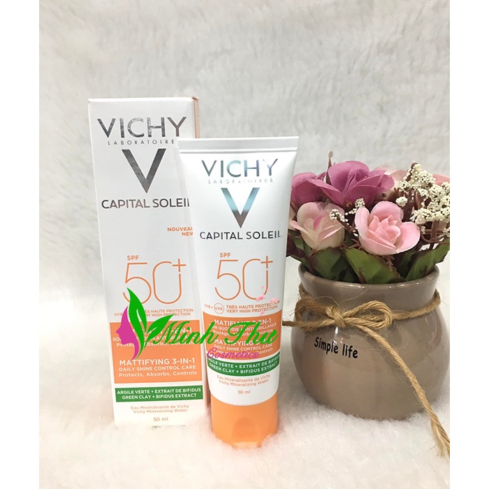 Kem Chống Nắng Vichy Capital Soleil SPF 50 Anti-Ageing 3-in-1 - Chống Nắng Dưỡng Da Kiểm Soát Nhờn