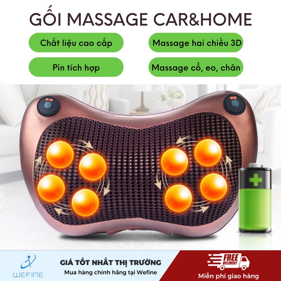 MÁY MASSAGE HỒNG NGOẠI, GỐI MASSAGE LƯNG, TAY, CHÂN CỔ 8 BI XOAY THÔNG MINH