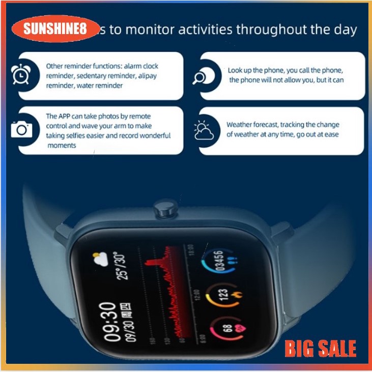 【SUN】P8 Đồng hồ thông minh Smart Watch  Ip67 Chống nước 1,4 inch Toàn màn hình Đồng hồ thể thao thông minh tinh tế