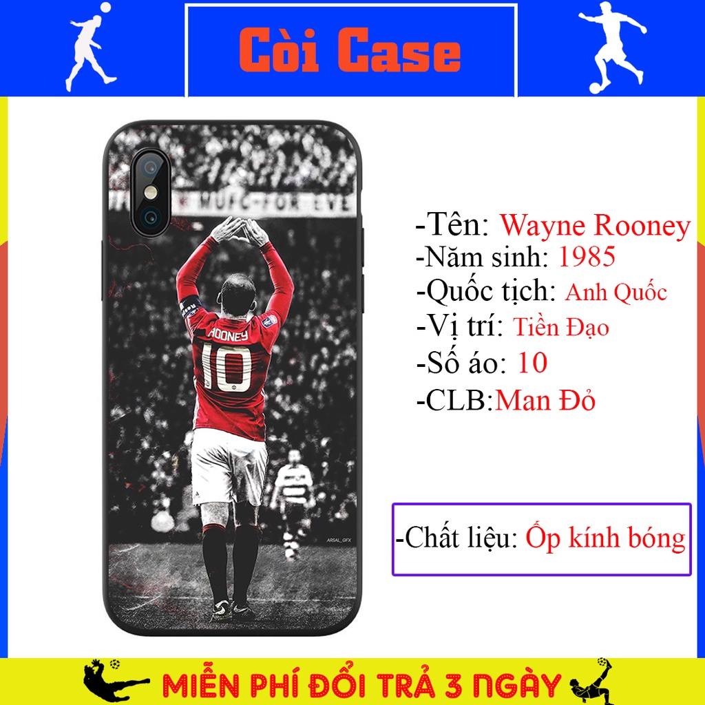 Ốp Lưng Iphone In Hình Wayne Rooney - Ốp Lưng In Hình Manchester United Chất Liệu Kính Cường Lực Bóng ( Lỗi 1 Đổi 1)