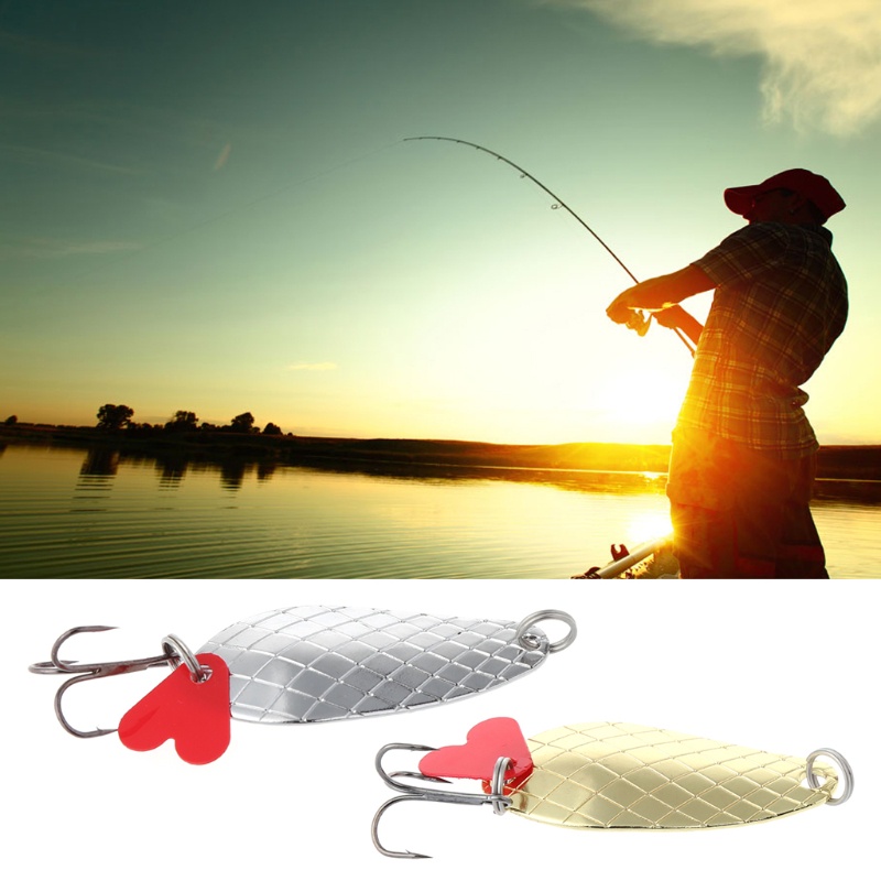 Mồi Câu Cá Giả Bằng Kim Loại Cứng Màu Vàng / Bạc Có Móc Xoay