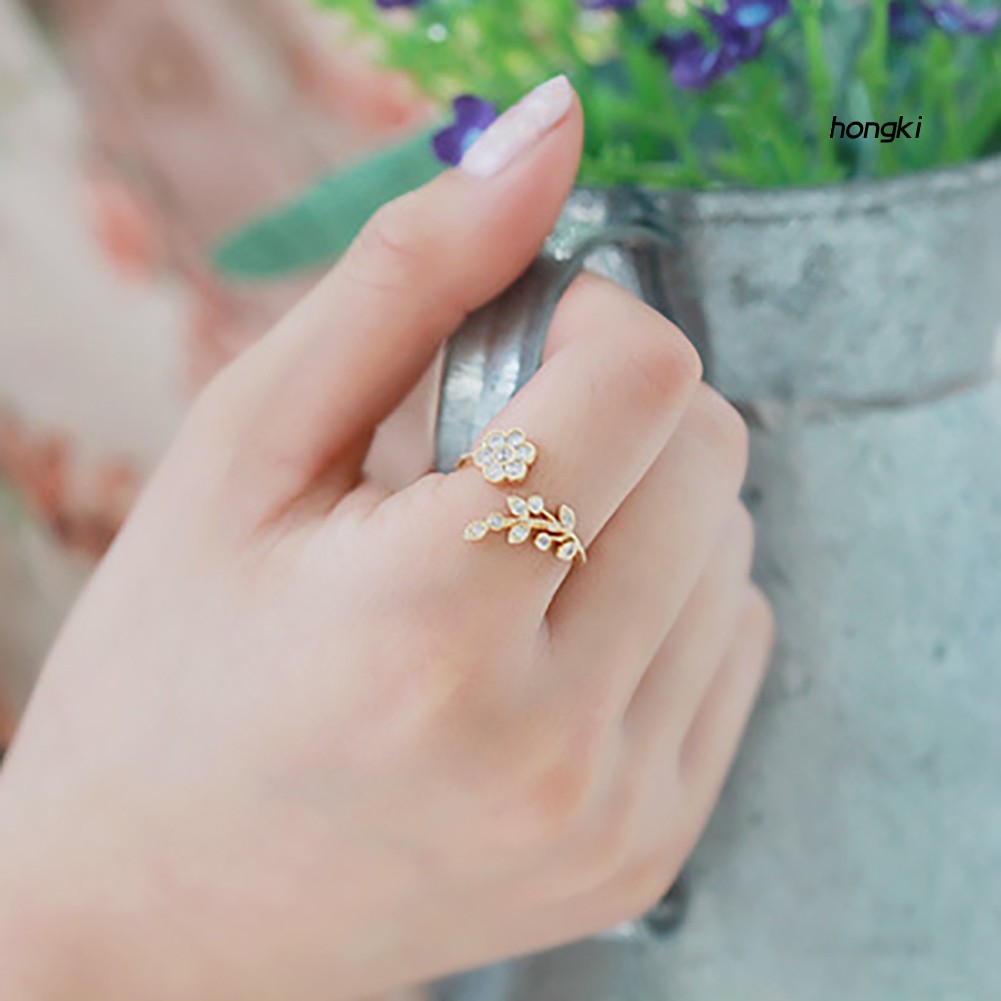 Nhẫn Hở Hình Cành Hoa Đính Đá Lung Linh Hợp Thời Trang Cho Nữ