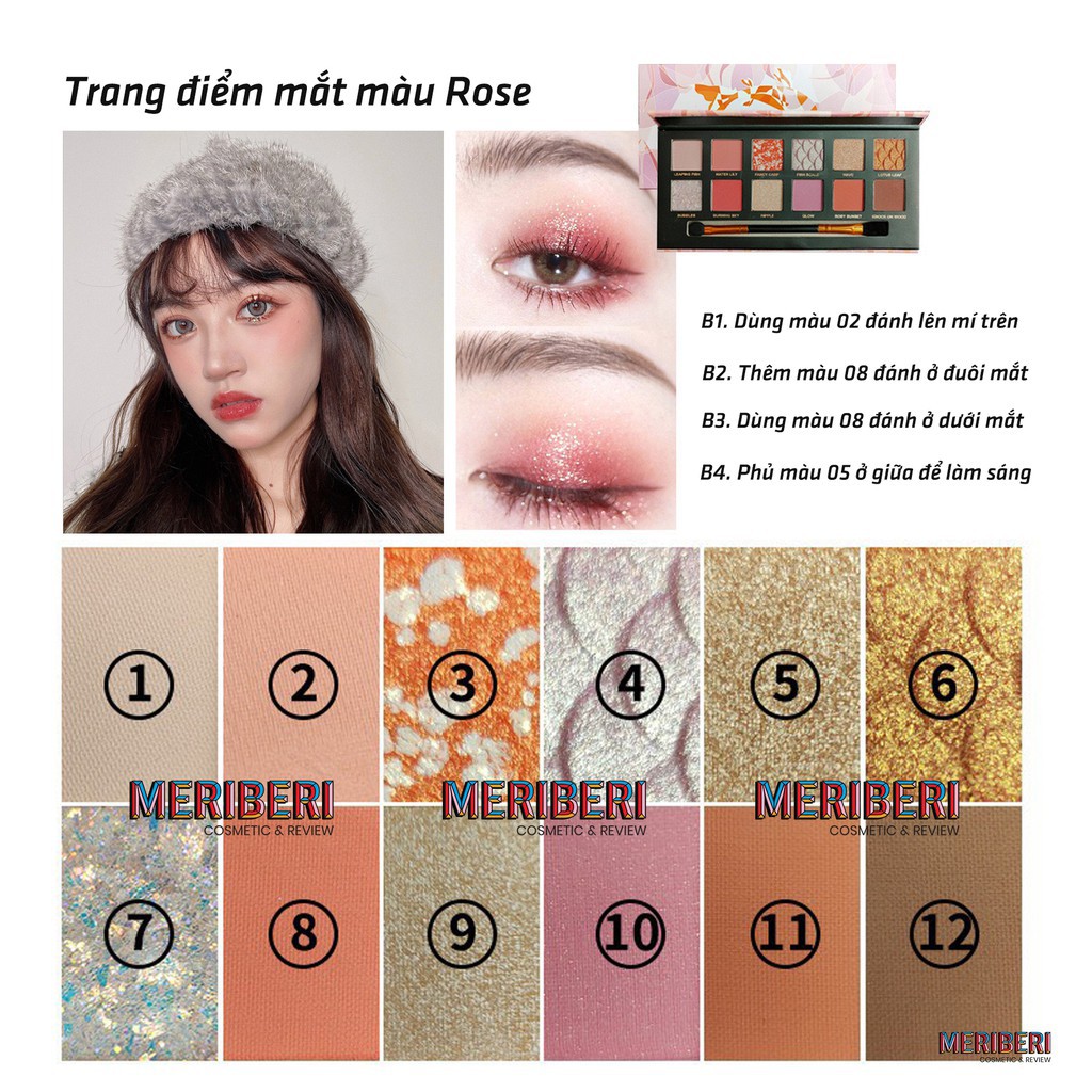 Bảng phấn mắt Perfect Diary kèm cọ hiệu ứng ánh kim nhung mịn 12 màu | BigBuy360 - bigbuy360.vn