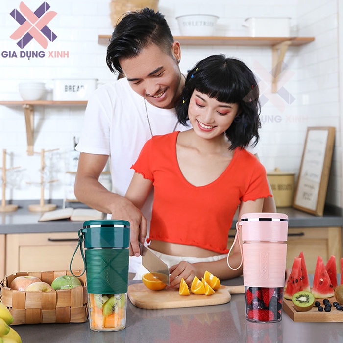 Máy Xay Sinh Tố Mini Cầm Tay JUICER 300ml Sạc USB, Máy Ép Trái Cây Mini 6 Lưỡi Cao Cấp