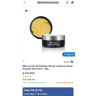 Mặt Nạ Mắt JM Solution Eye Patch 60 miếng
