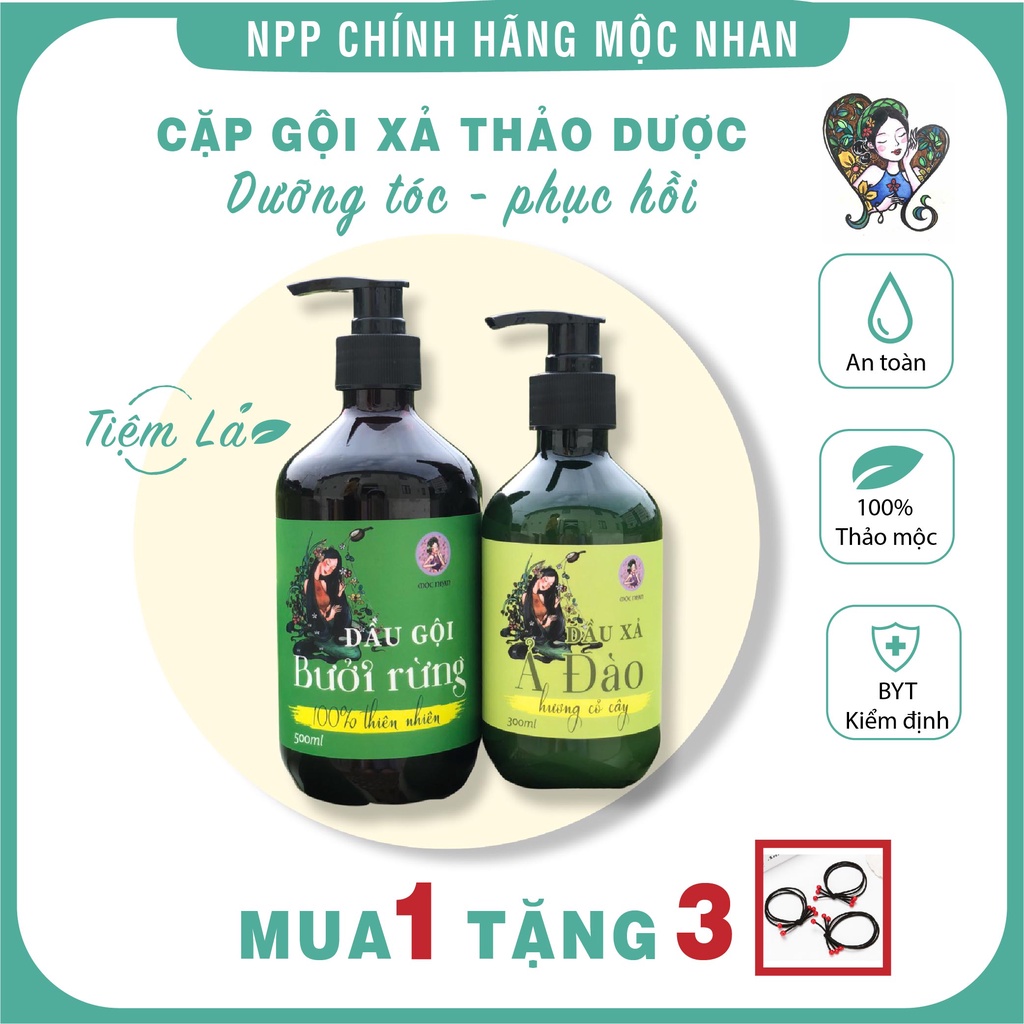 Combo dầu gội dầu xả thảo dược Ả Đào, cặp gội xả thiên nhiên dành cho tóc hư tổn, xơ rối chính hãng MỘC NHAN