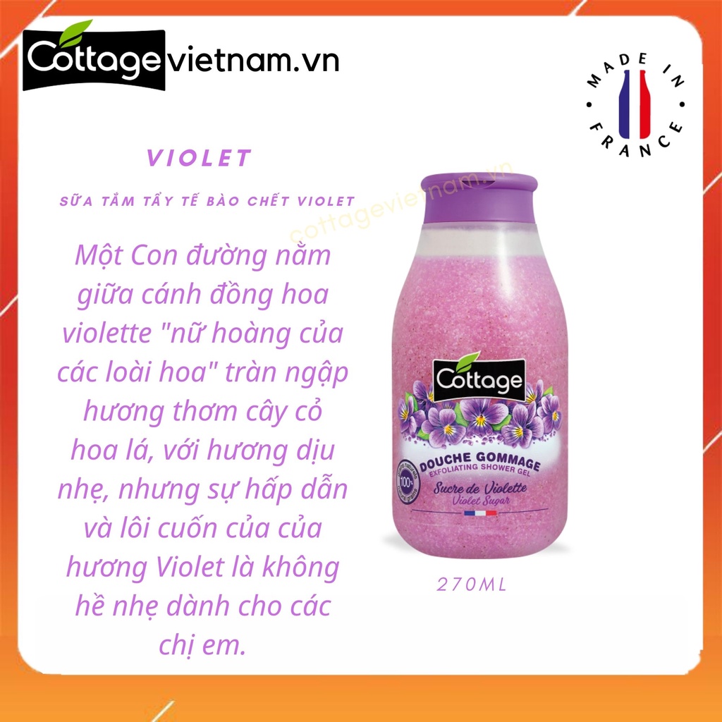 Sữa tắm tẩy tế bào chết Cottage, dung tích 270ml, có 4 mùi hương