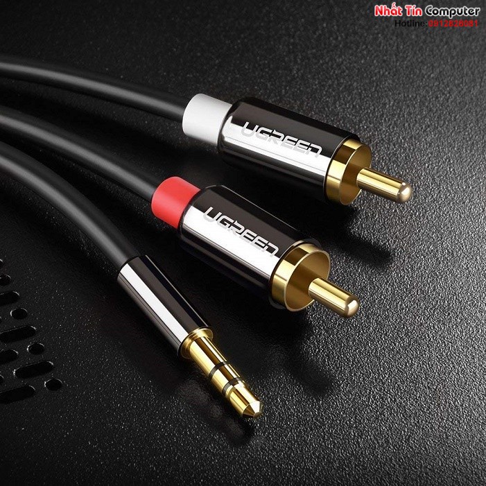 Cáp Audio 3.5mm ra 2 đầu RCA chính hãng Ugreen