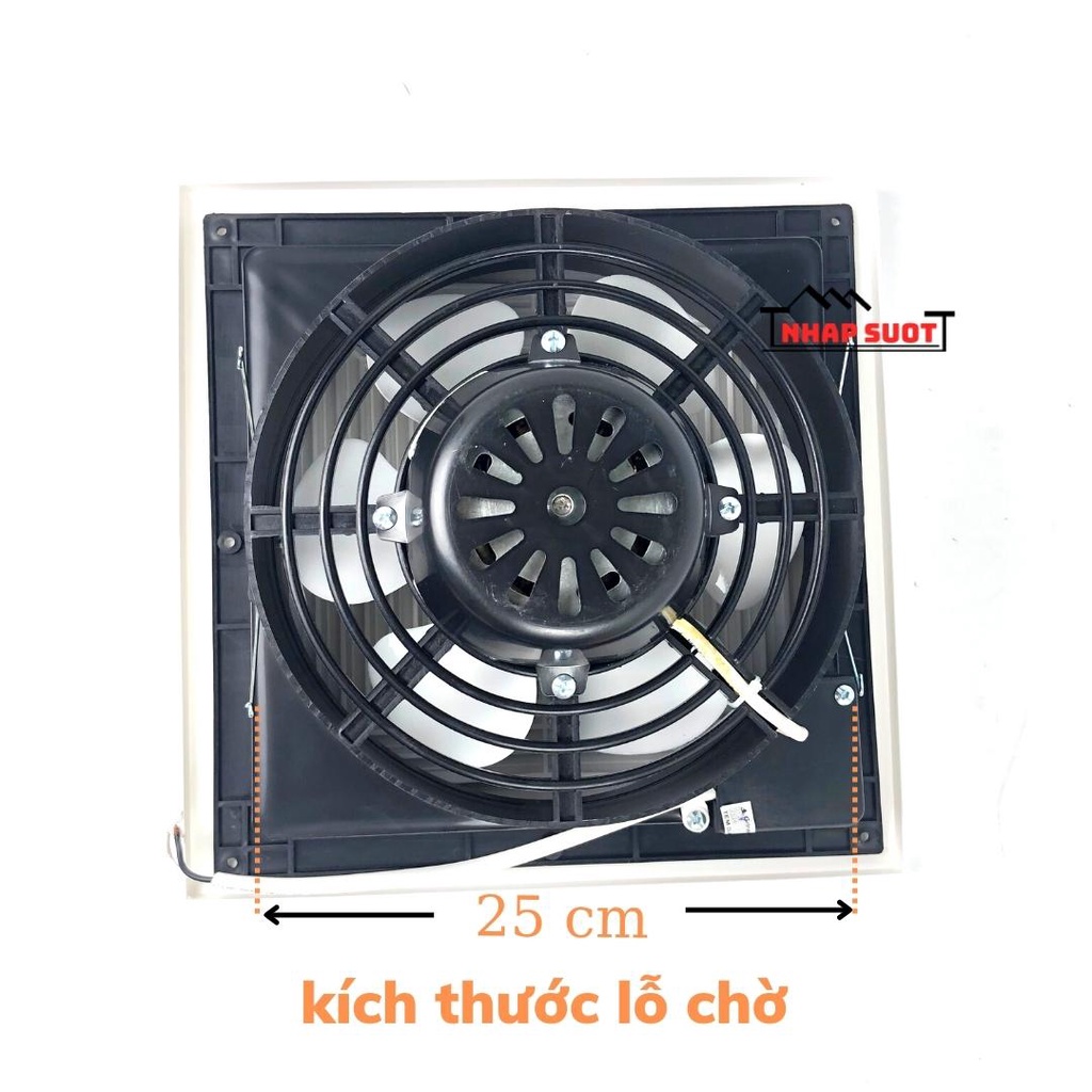 Quạt Thông Gió Hút Trần Thẳng GRINEU Lỗ Chờ 25x25 cm GET20-A1