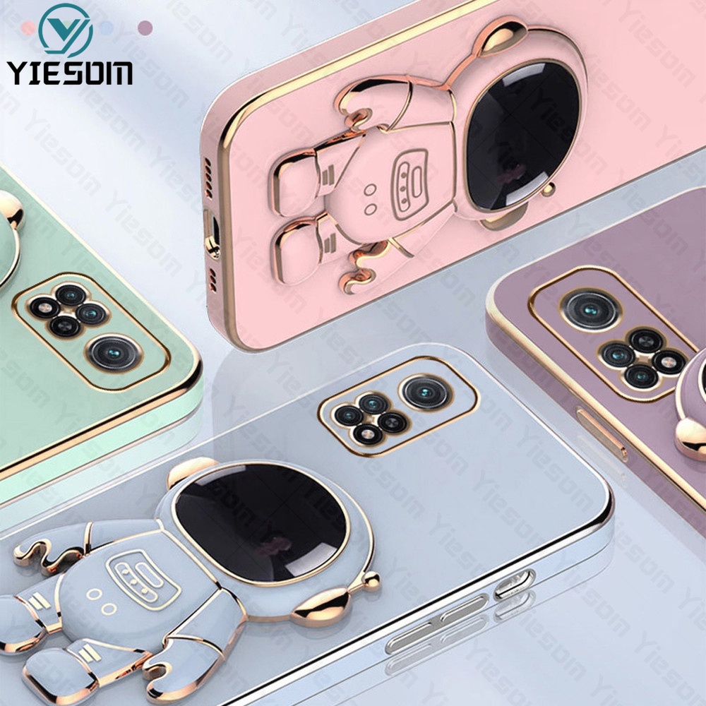 Ốp Điện Thoại Silicon Dẻo Mạ Màu Hình Phi Hành Gia Sang Trọng Cho Xiaomi Redmi Note 11 10 Pro 11S 10S 4G 5G 9S 9 Pro