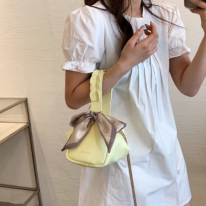 Túi Xách JASMIN NOIR Đeo Chéo Chất Liệu Da PU Đính Nơ Xinh Xắn Cho Nữ