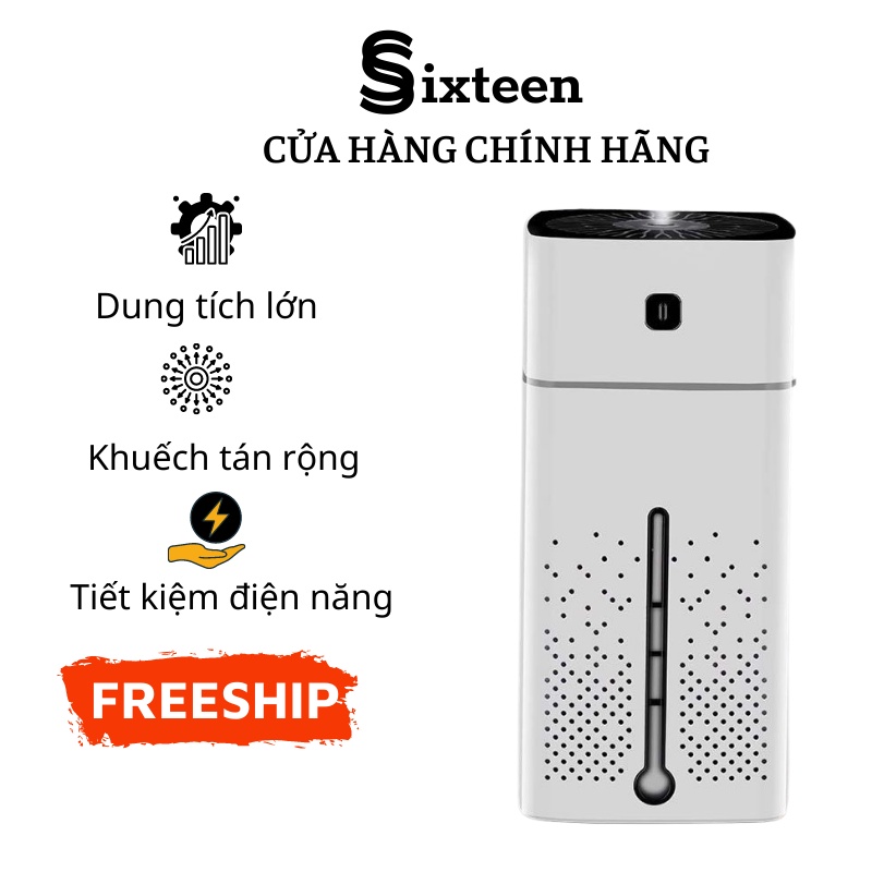 Máy Phun Sương, Khuếch Tán Tinh Dầu, Máy Xông Tinh Dầu Tạo Ấm Không Khí Có Đèn Led SIXTEEN