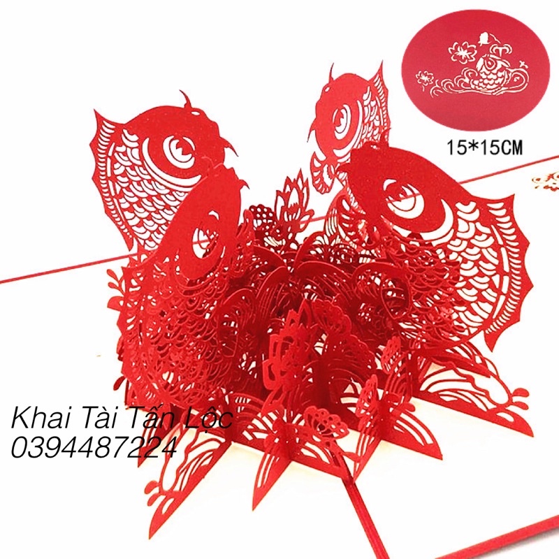 Thiệp nổi 3D Tết khai trương Tân gia thi cử cả năm dư dã công danh thăng tiến