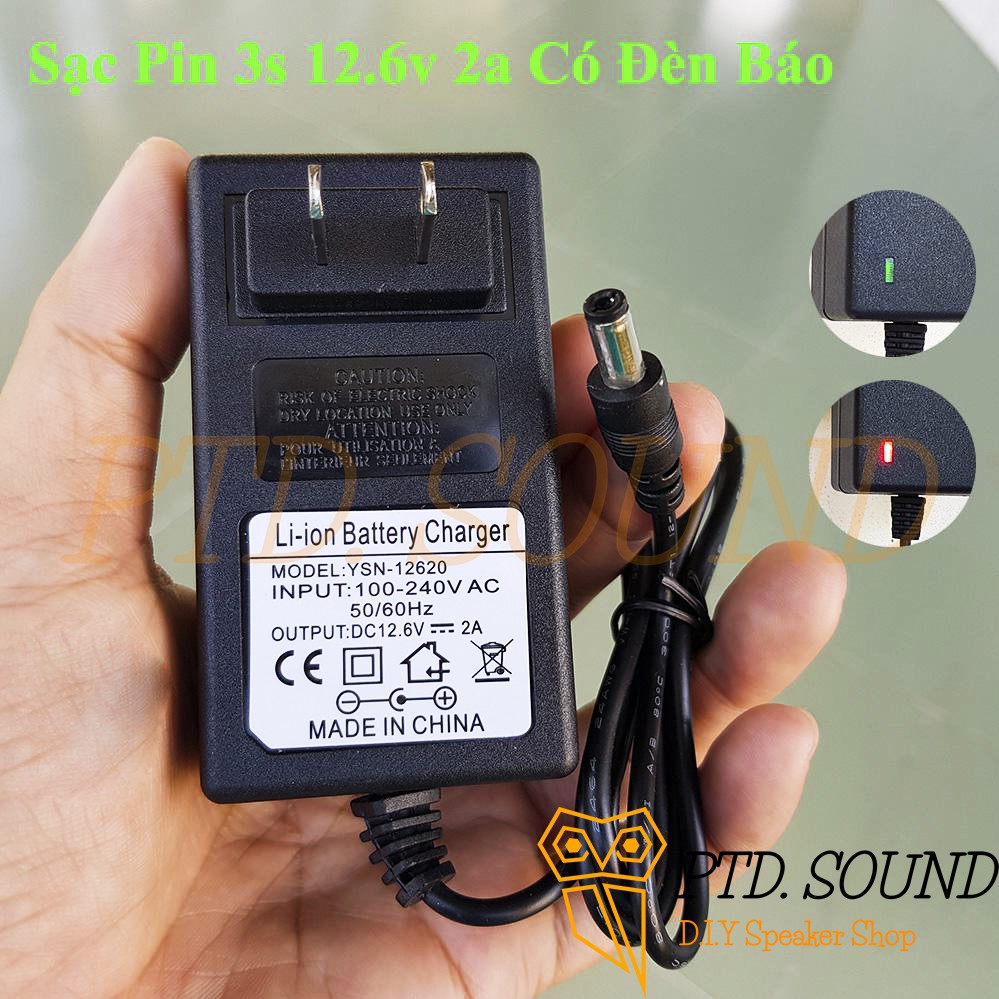 Sạc pin 3s - 4s - 5s . 2A cho pin loa, pin 18650, pin liion, 26650, từ PTD Sound